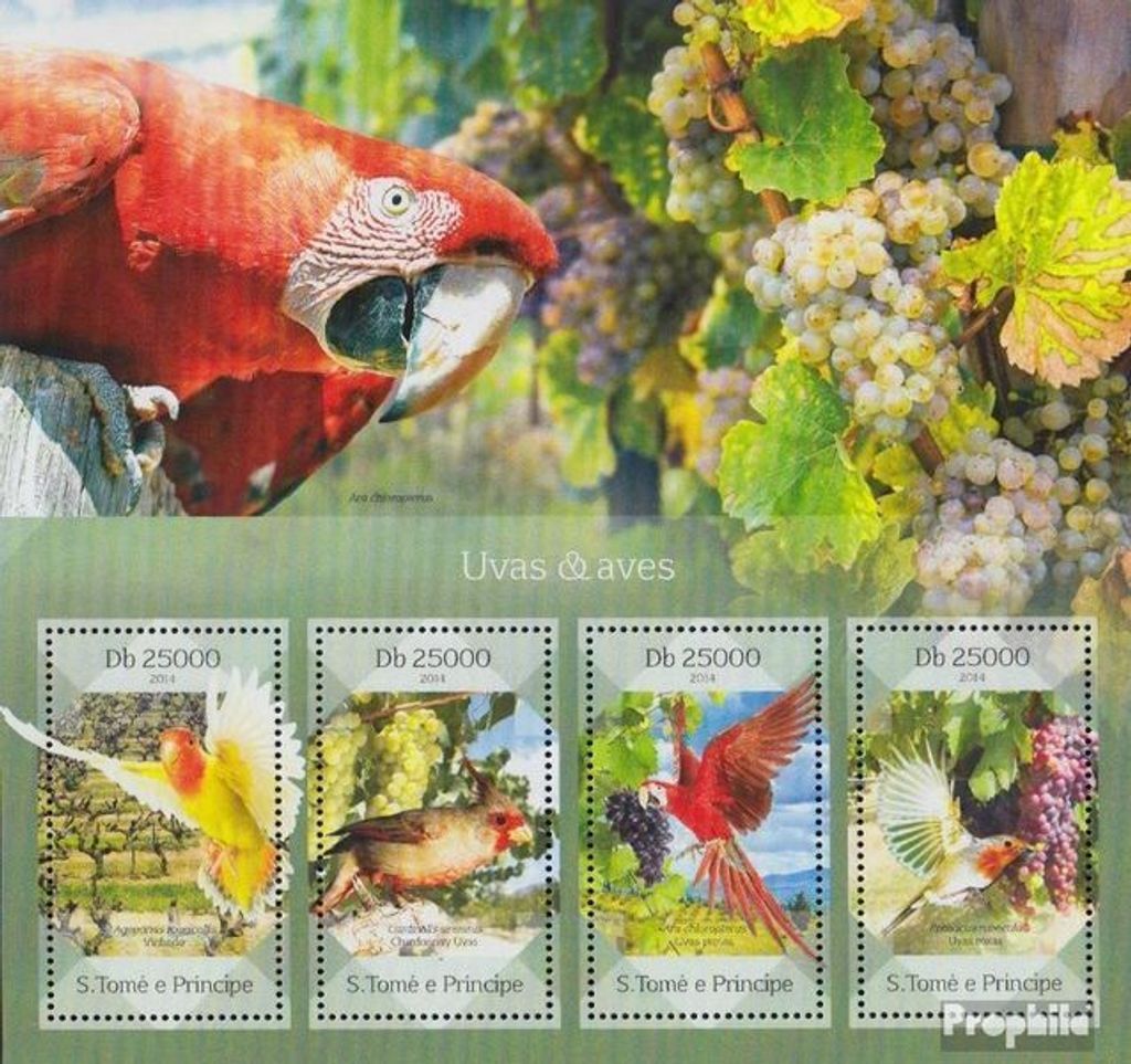 Briefmarken Sao Tome e Principe 2014 Mi 5709-5712 Kleinbogen (kompl. Ausgabe) postfrisch Trauben & Vögel