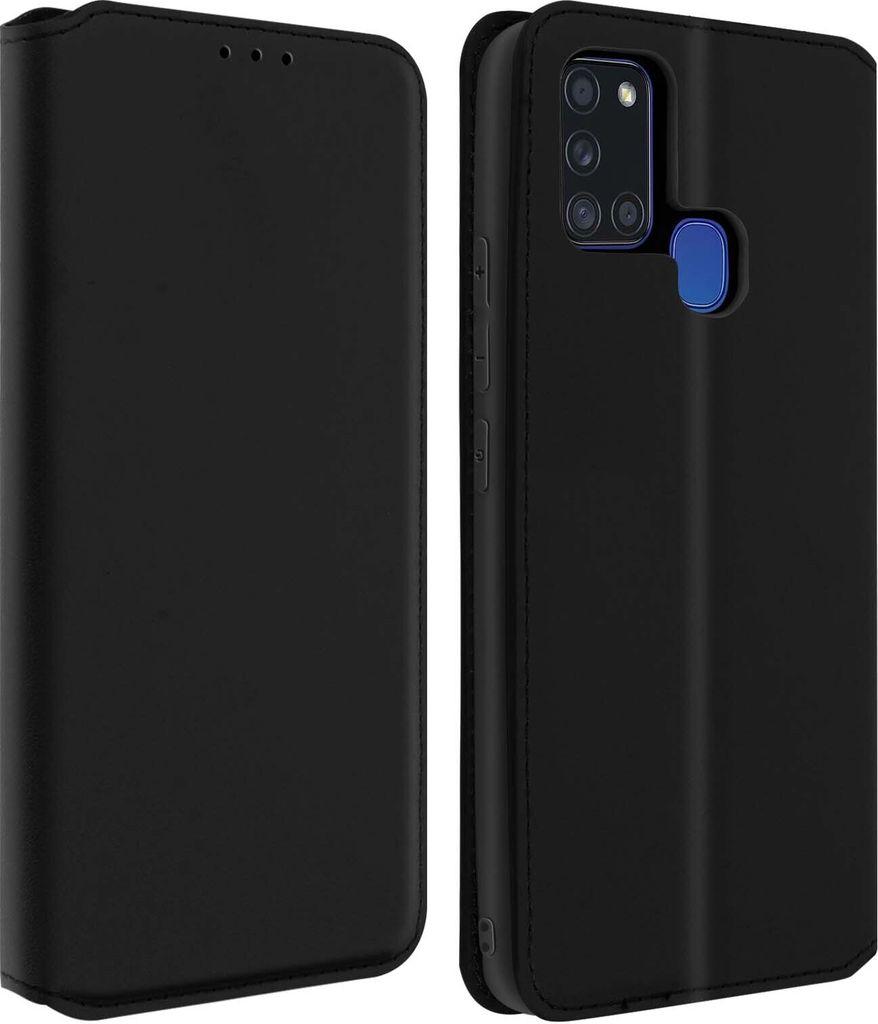 Avizar, Kunstleder Cover Classic Edition Samsung Galaxy A21s, Schwarz