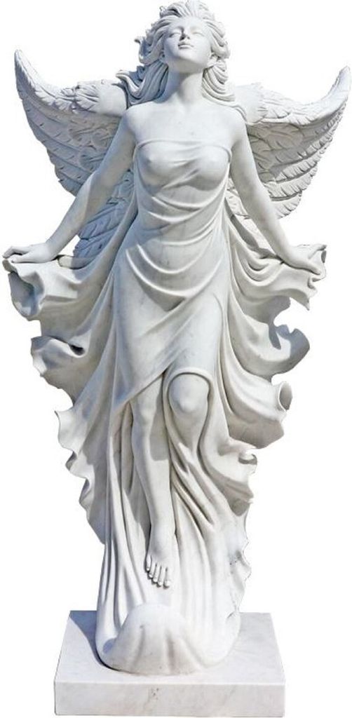 Casa Padrino Luxus Jugendstil Marmor Deko Skulptur Engel Weiß H. 170 cm - Prunkvolle Garten Marmor Deko Figur - Barock & Jugendstil Garten Marmor ...
