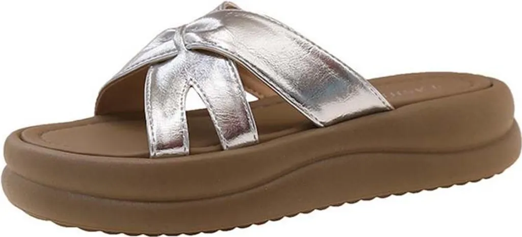 INF Ciabatte Donna Argento Suola Platform PVC - Offerta 2 Pezzi L