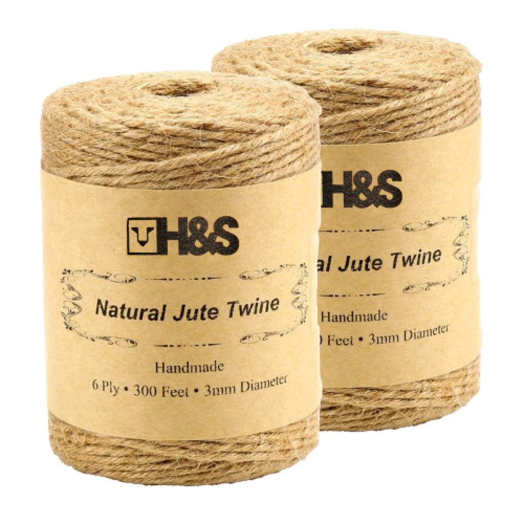 H&S 2x Rollen Schnur aus Jute - 2er Set Juteschnur 183m - 3mm starke Paketschnur Juteseil Küchengarn - Bindfaden Gartenschnur aus Naturfaser - Jutegarn für den Garten