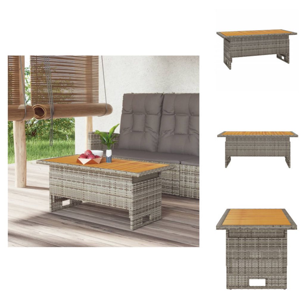 vidaXL Tavolo da giardino grigio 100x50x43/63 cm in legno Immagine del prodotto 