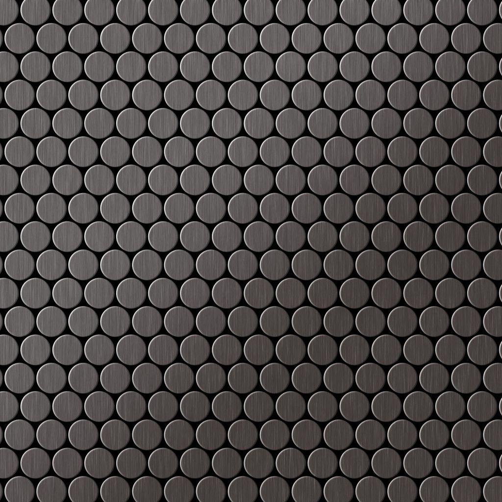Mosaik Fliese massiv Metall Titan gebürstet dunkelgrau 1,6mm stark Penny-Ti-SB