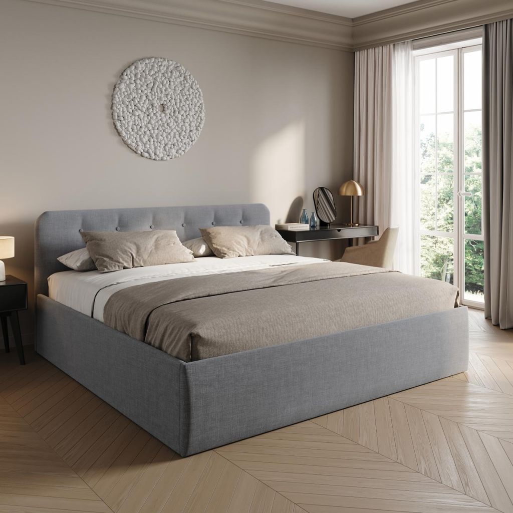 Home Collective Polsterbett 200x200 cm Doppelbett Bett mit verstellbarem Lattenrost & Bettkasten, Matratze Kaltschaum H3, gepolstertes Kopfteil, He...