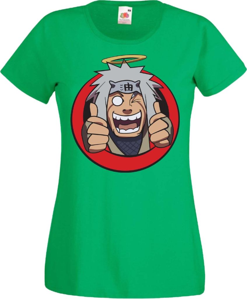 Damen T-Shirt Anime Manga Naruto Jiraya 02 Toad Master, Lady L / Grün