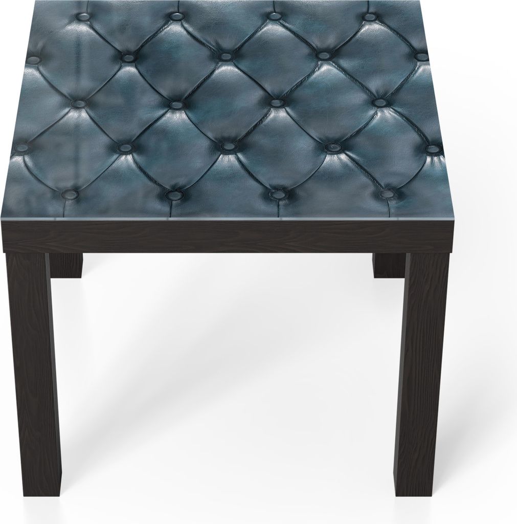 DEQORI Couchtisch 55x55 cm Schwarz 'Elegantes Chesterfield' Glas Beistelltisch Glastisch modern