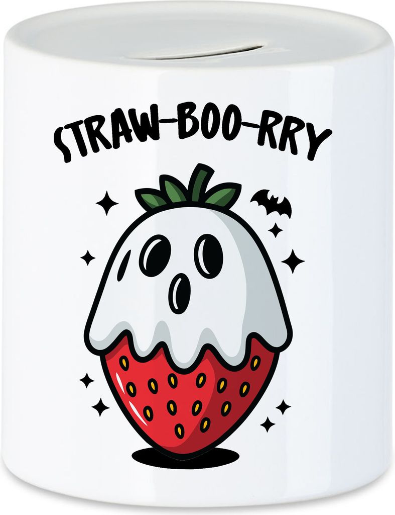 Straw-Boo-rry Erdbeermotiv Spardose Geschenkidee Halloween Zombie Geist
