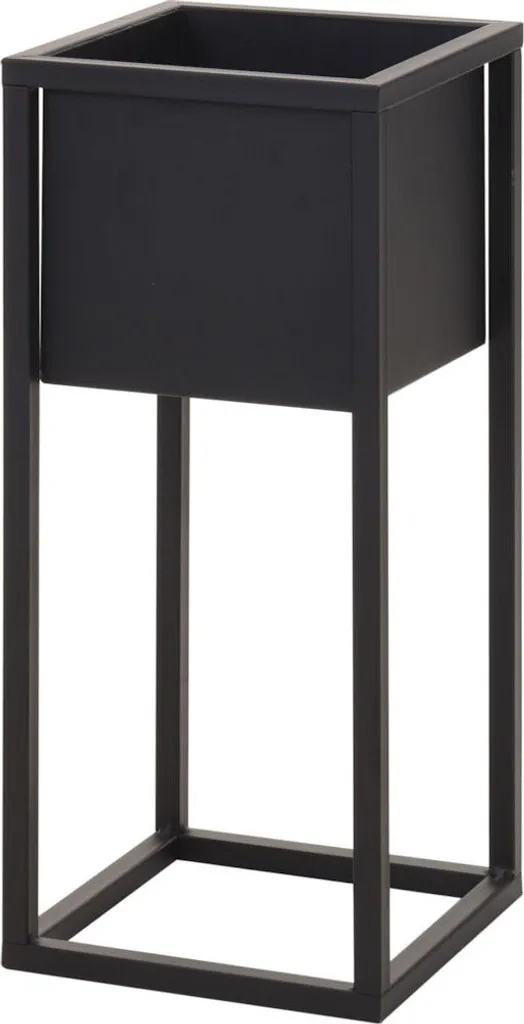 Jardinière porte-plante rectangulaire en métal noir de 50 cm de long