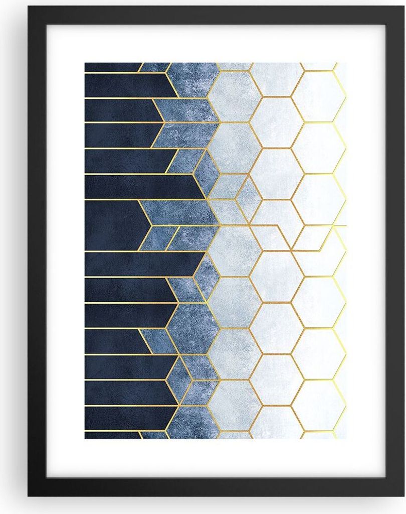 Gerahmtes Poster - Schwarzer Rahmen - Abstraktion Figuren Geometrisch - 30x40 cm - Wand Bild - Wanddeko - Wandbilder - Kunstposter - Wandposter - B...