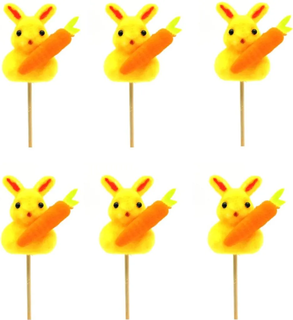 Pics de décoration lapin de Pâques 19cm lot de 6 pour plantes et jardins