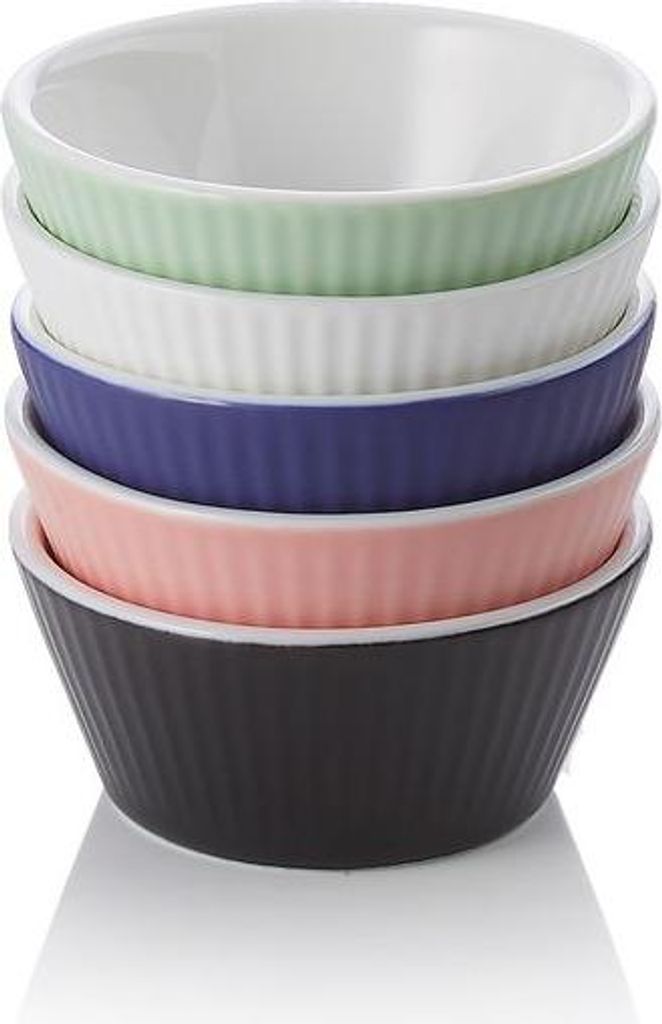 60x Ragout Fin Mix Schalen, Ø 7 cm, 100 ml, 5 Farben, Porzellan rosa, mint, blau,weiß, schwarz