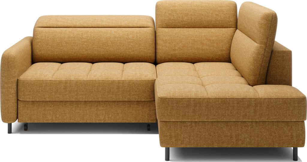 Krudox BAR Ecksofa mit Schlaffunktion Bettkasten und verstellbaren Kopfstützen 208x100x160 cm Liegefläche 160x128 cm Rechts Stoff Manhattan 45