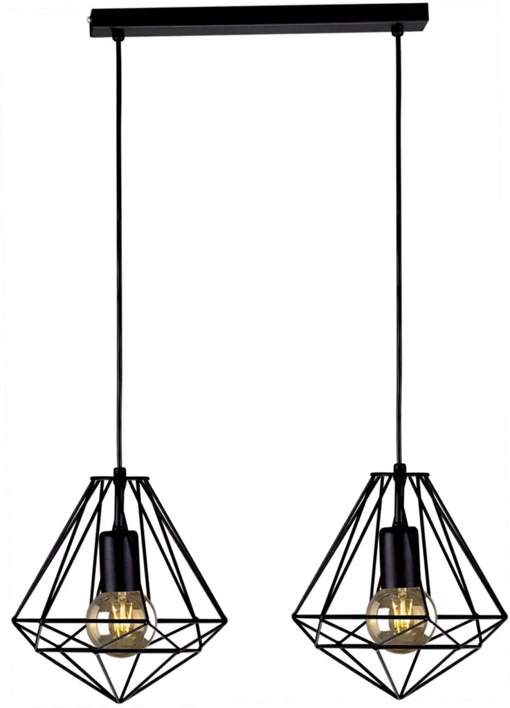Lustre Suspension Noire en Métal Marko 2 Lumières pour Salon et Salle