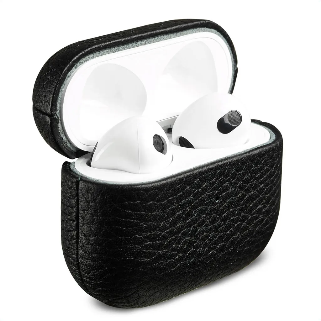 Custodia in vera pelle Accezz per AirPods 3 - Schwartz