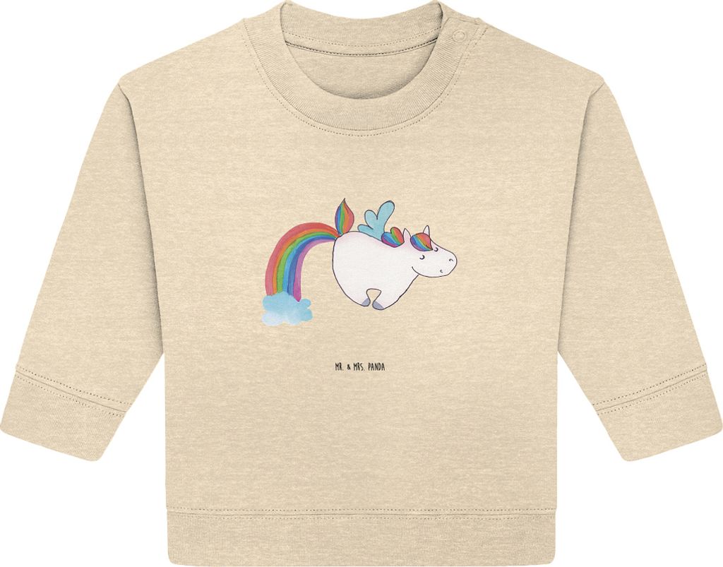 Mr. & Mrs. Panda Organic Baby Pullover Einhorn Fliegendes Pferd 6. - 12. Monat - Natural Raw - Geschenk, Unicorn, Spielen, Realität, Glitzer, Bull...