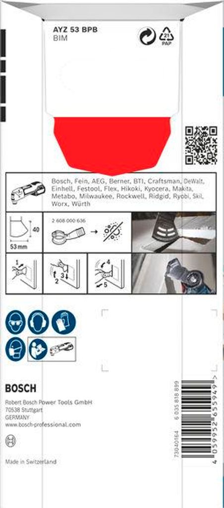 PRO AYZ 53 BPB Dual-Tec Blatt für Multifunktionswerkzeuge, 53 x 40 mm, 5-tlg.