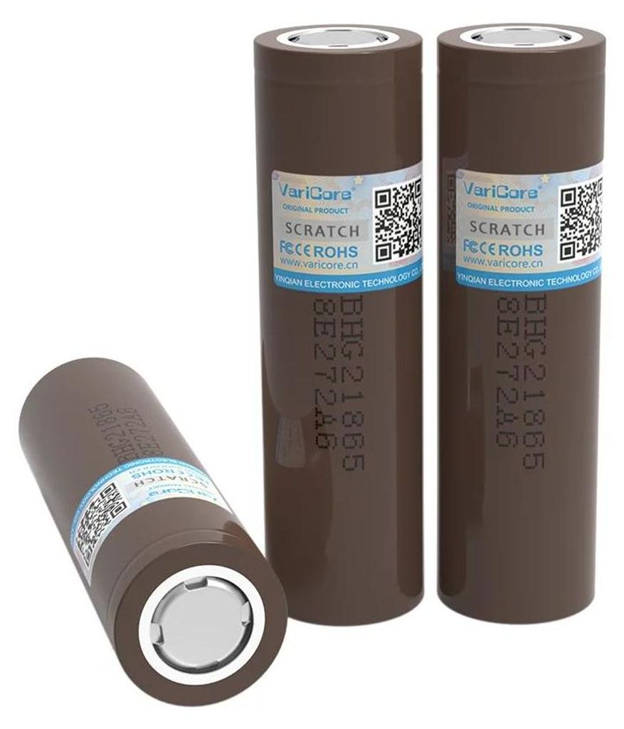 HG2 18650 Akku - Li-Ion wiederaufladbar - 3000 mAh 3,6 V - 20 A Hochstrom - Set mit 3 Stück + Aufbewahrungsbox
