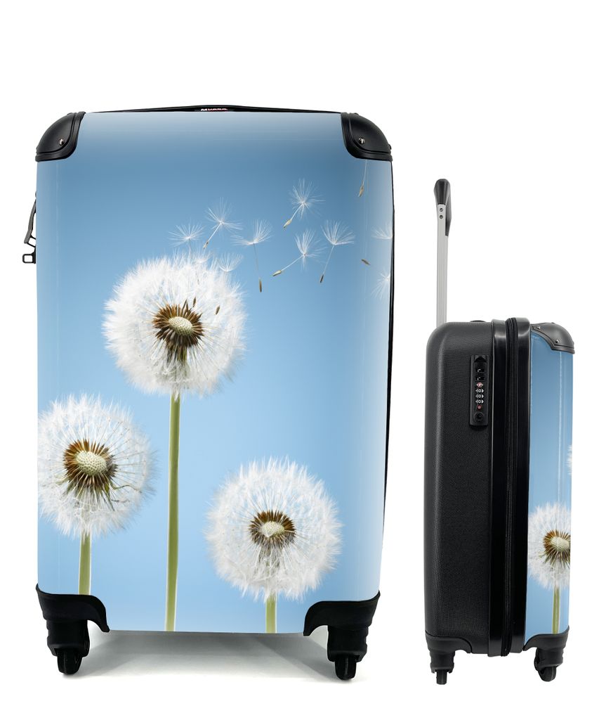 MuchoWow Koffer Handgepäck Trolley Rollkoffer Kleine Reisekoffer mit 4 Rollen - Illustration - Löwenzahn - Saatgut - Cabin Size < 55x40x23 cm &...