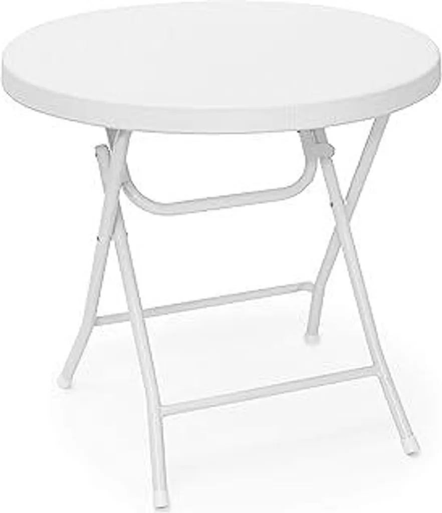Tavolino da Balcone BASTIAN Bianco Effetto Rattan 80cm | Relax all'Aperto