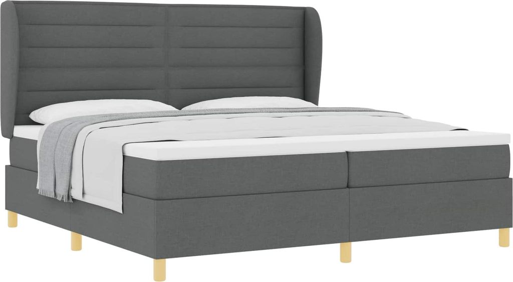 vidaXL Boxspringbett mit Matratze Dunkelgrau 200 x 200 cm Stoff