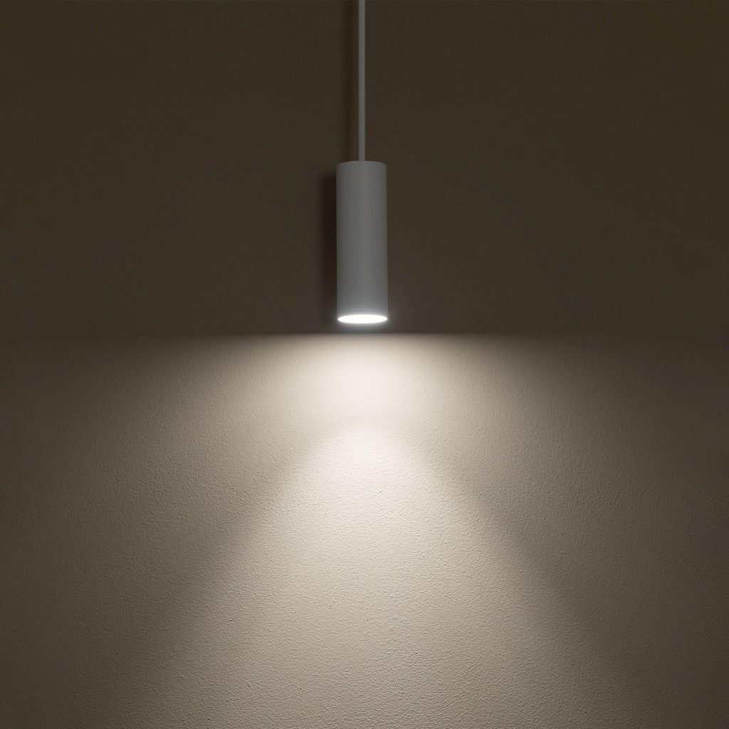 Hängeleuchte Metall GU10 rund D: 4 cm H: max. 130 cm Weiß Modern Pendelleuchte