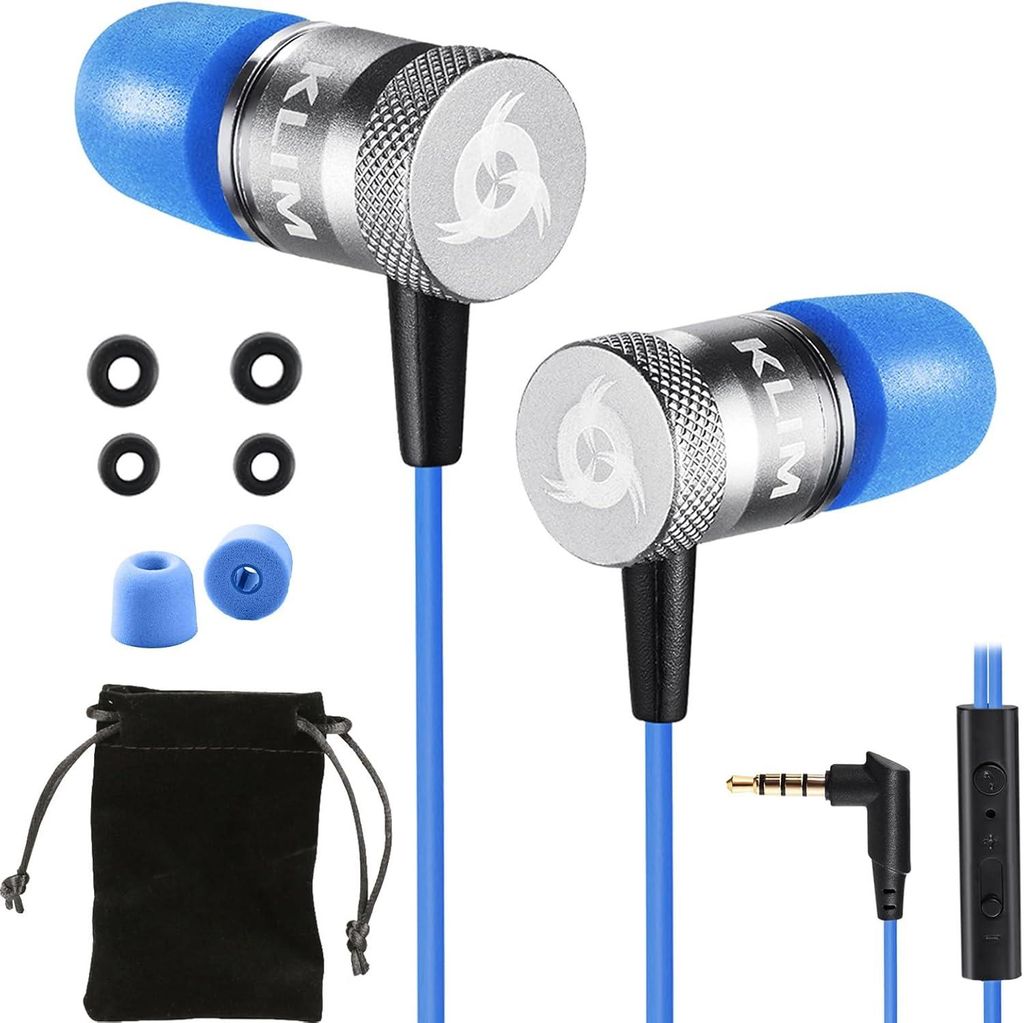 KLIM Fusion In-Ear Kopfhörer mit Mikrofon, Memory Foam, 3.5 mm Klinke, Geräuschisolierung, Gaming & Sport geeignet