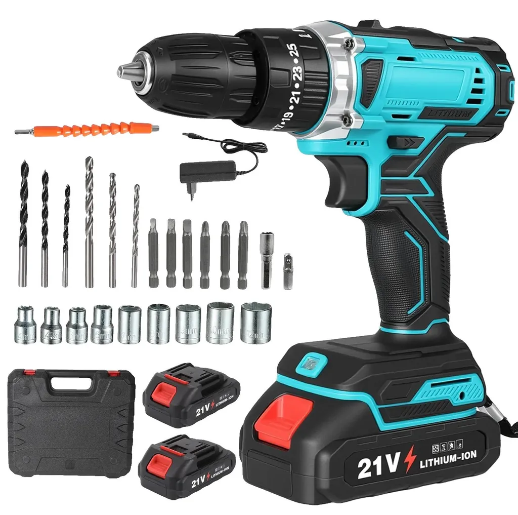 Perceuse visseuse à percussion 21V et double batterie pour bricolage
