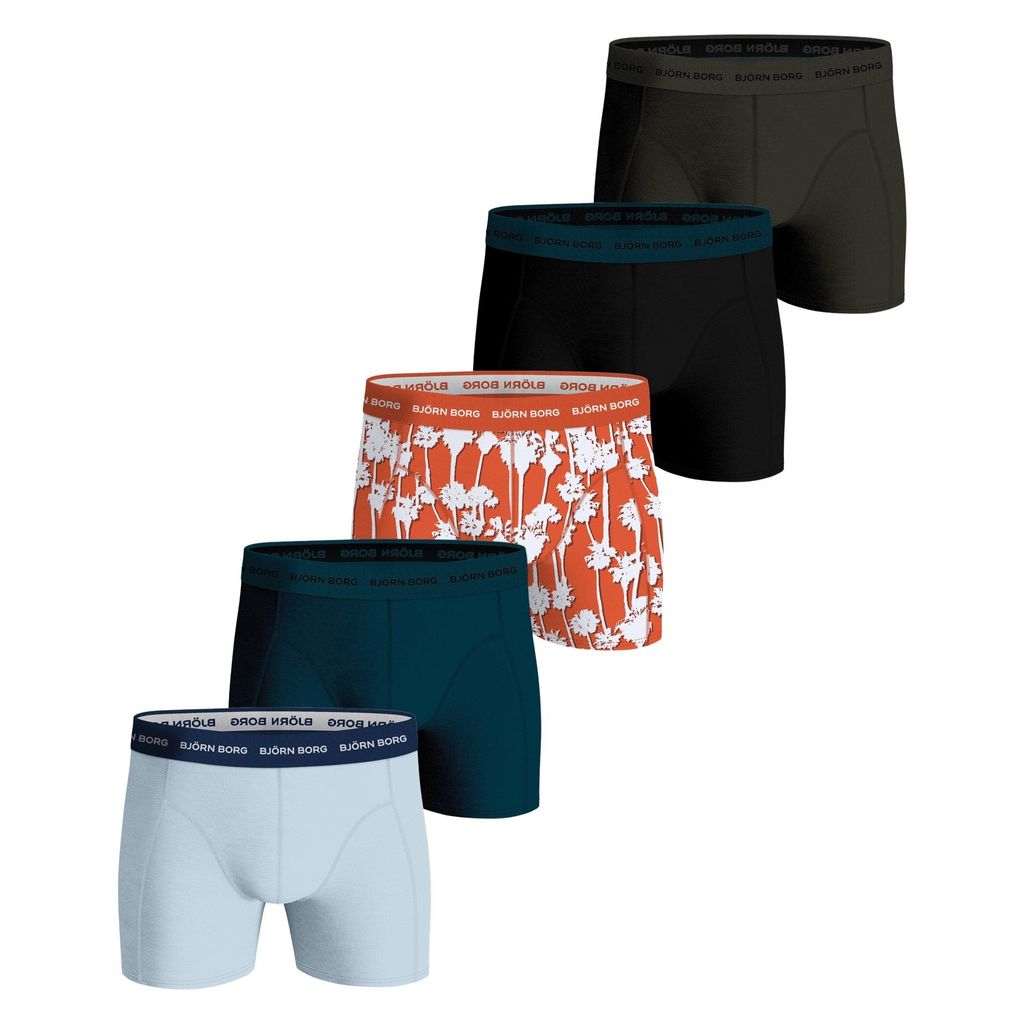 Björn Borg - Herren - Boxershorts Aus Baumwoll-Stretch, 5er-Pack - Blau/Bunt/Grau/Grün/Rot - Gr. S