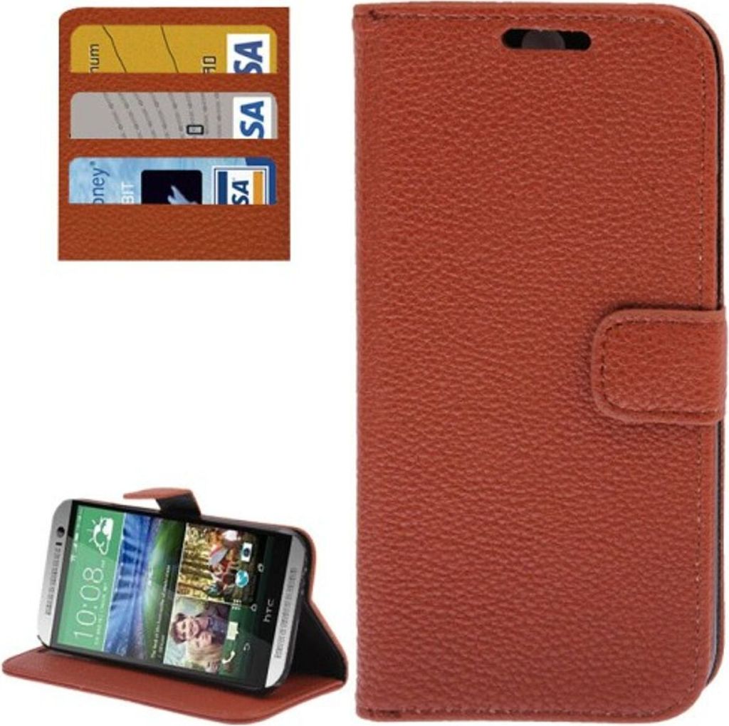 Schutzhülle PolyurethanHandytasche (Flip Quer) für Handy HTC One 2 M8 Braun