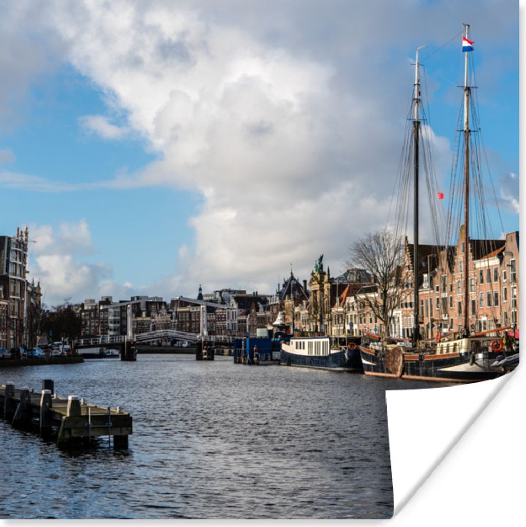 MuchoWow Poster Brücke - Haarlem - Zentrum 30x30 cm - Wandposter - Printing