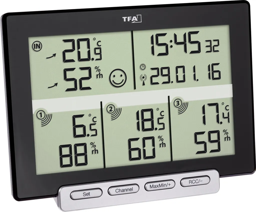 Thermomètre sans fil Multi-Sens avec capteurs d'humidité et écran LCD