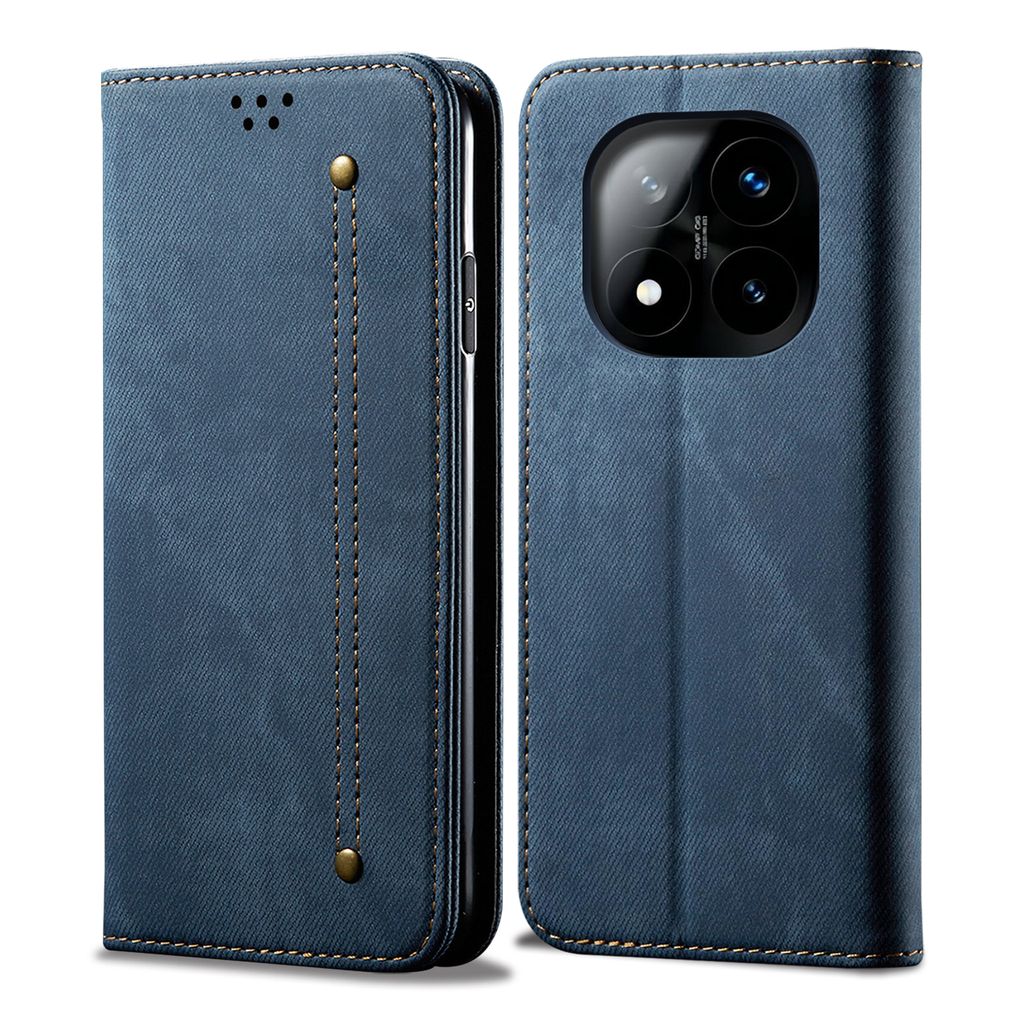 Hülle für Xiaomi Redmi Note 14 Pro 5G Leder Brieftasche Flip Bookstyle Schutzhülle mit Standfunktion Blau