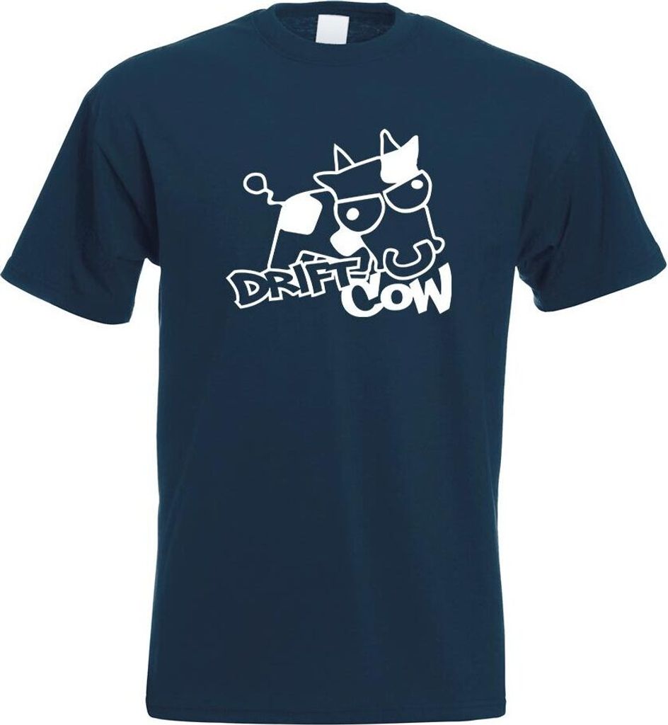 Kiwistar - T-Shirt - Navy - Drift Cow sauer böse Kuh Herren Funshirt Bedruckt Design Sprüche Spruch Motive - mit Motiv Bedruckt - Funshirt Design...