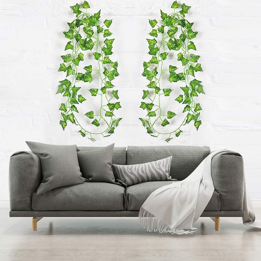 OKWISH Grne Knstliche Efeuranken, 12 Stck, fr Garten