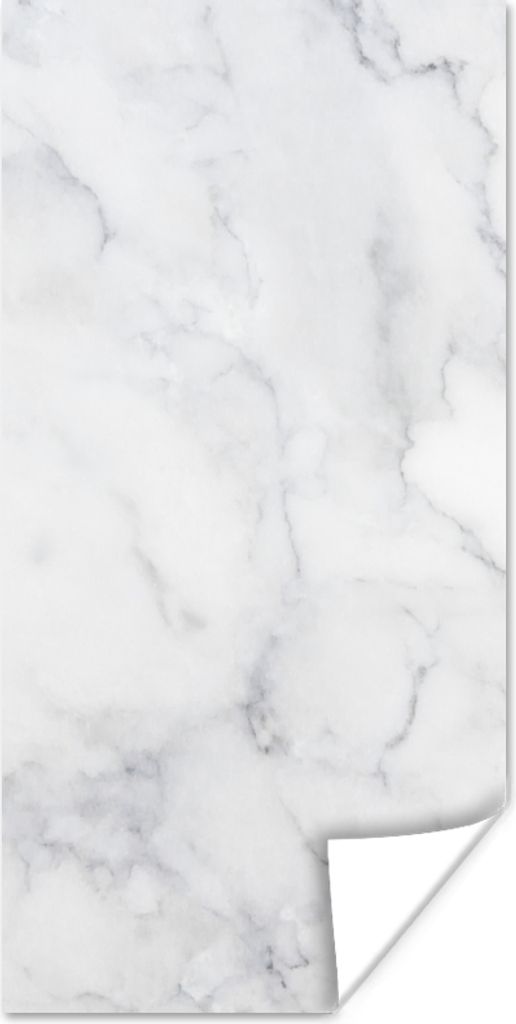 MuchoWow Poster Marmor - Weiß - Grau - Luxus - Marmoroptik - Stein 20x40 cm - Plakat - Foto