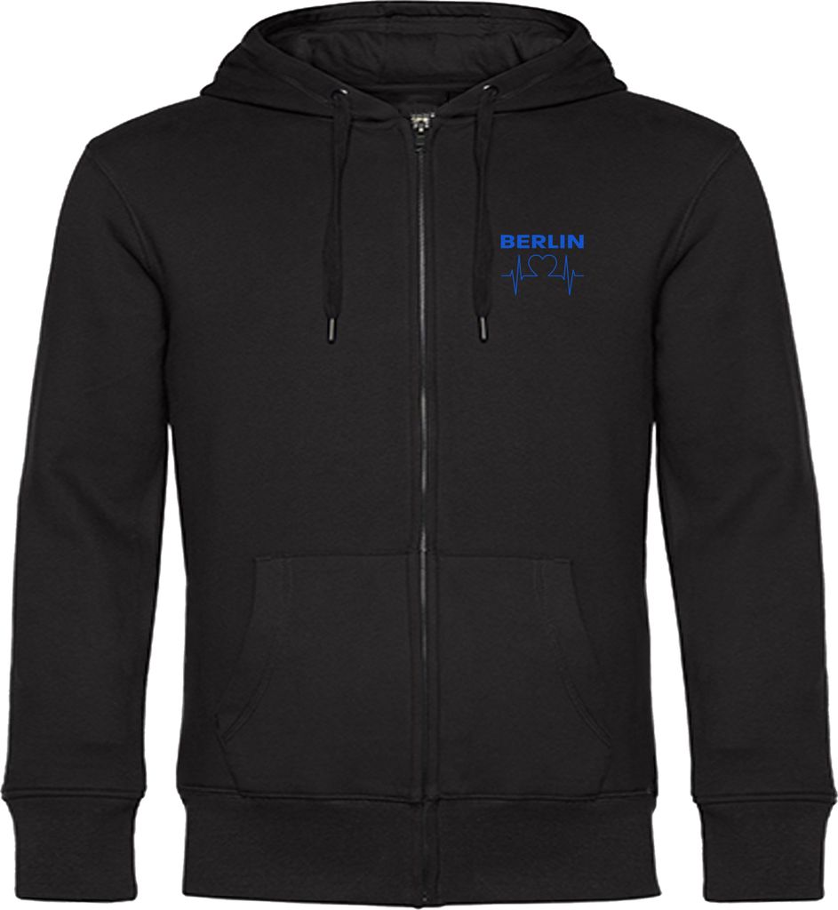 multifanshop Kapuzen Sweatshirt Jacke - Berlin blau - Herzschlag, schwarz, Größe 3XL