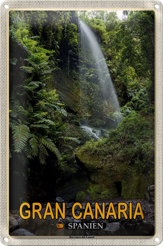 Blechschild Reise 20x30cm Gran Canaria Spanien Barranco del Laurel