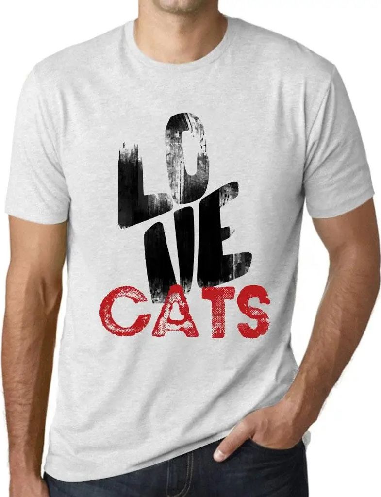 Herren Grafik T-Shirt Liebe Katzen – Love Cats – Öko-Verantwortlich Vintage Jahrgang Kurzarm Lustige Druck Geburtstag Geschenk Mann