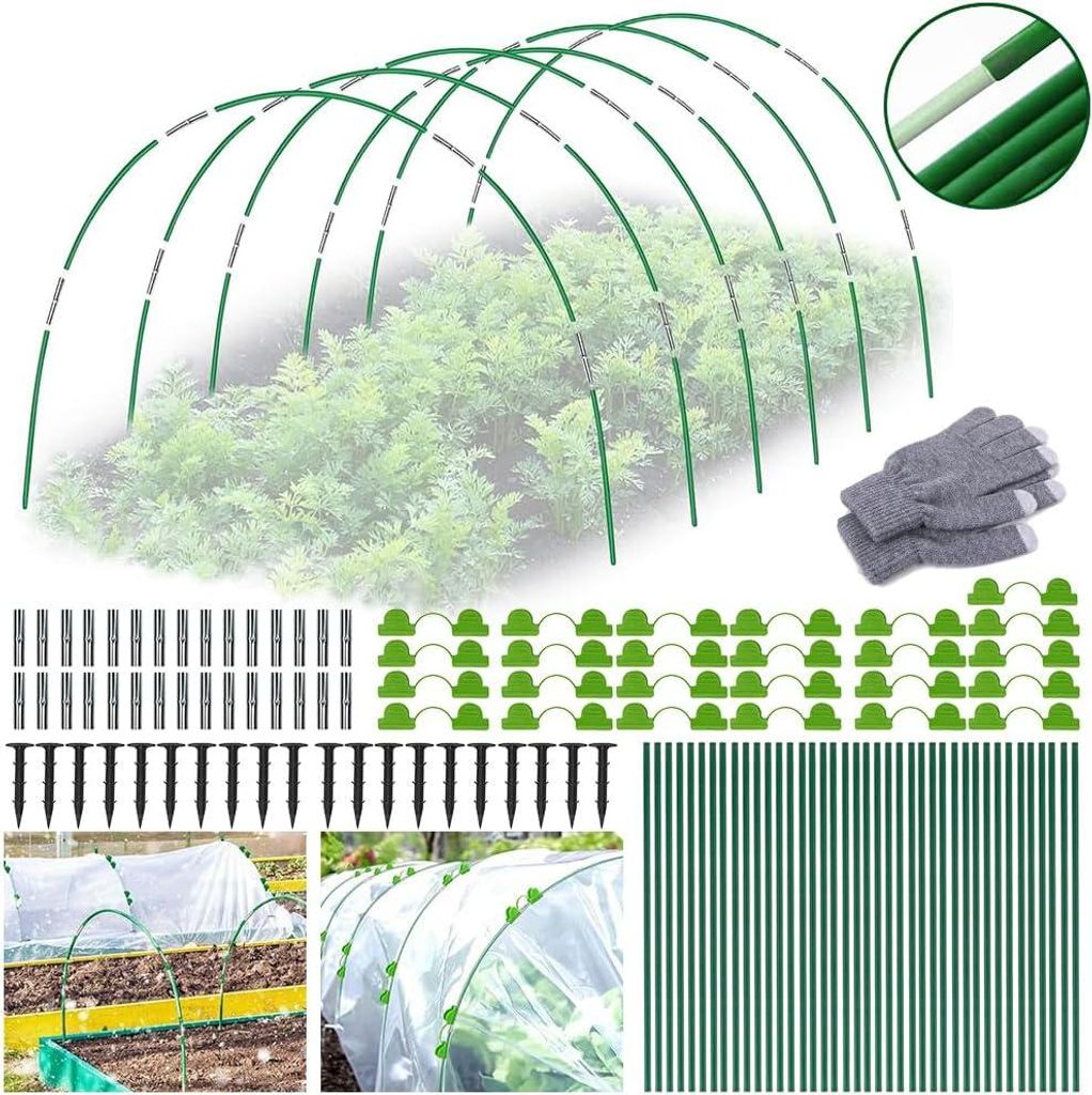 Folientunnel für Hochbeete - Gewächshaus mit Kunststoff umwickelt - 40 Stück - Glasbogen für Tunnel - Erhöhter Gewächstunnel mit Folientunnel