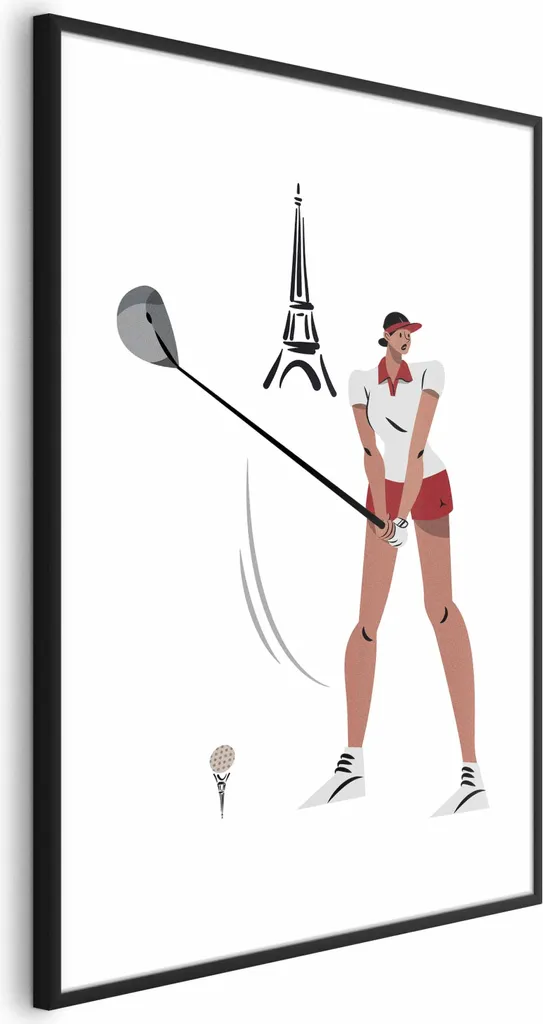 Poster di golfista francese 60x90 cm con cornice nera senza margine