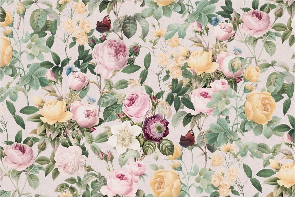 Fototapete Blumen - Vliestapete - Bildtapete UV-beständig Rose rosa Vintage Wandtapete geruchsfrei