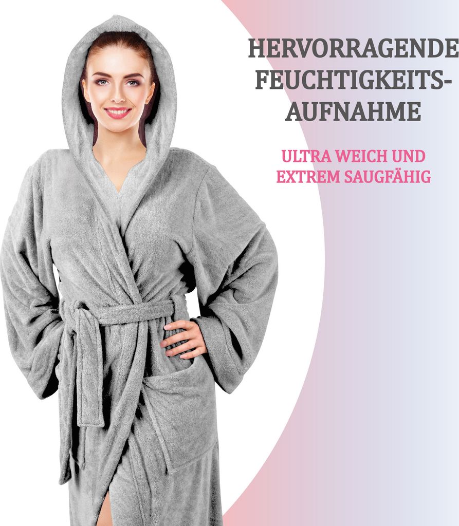 Accappatoio verde 100% cotone taglia XL con tasche cappuccio e cintura