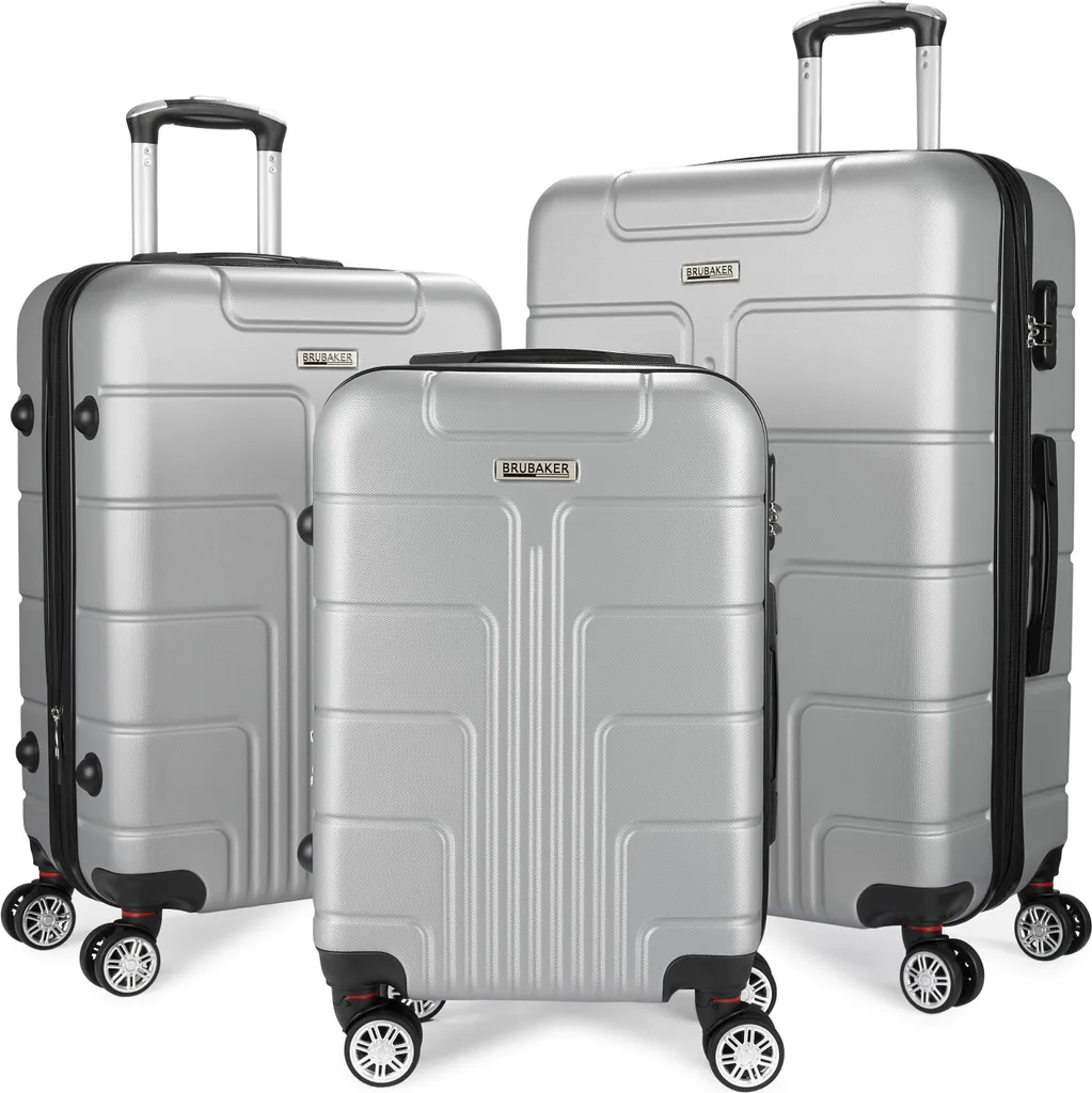 Set 3 Trolley Argento BRUBAKER Miami: Eleganza in ABS per Viaggiatori