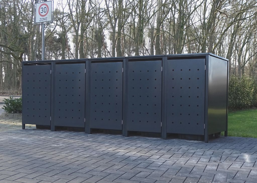5 Mülltonnenboxen Modell No.1 Anthrazit komplett RAL7016 für 240Liter Mülltonnen