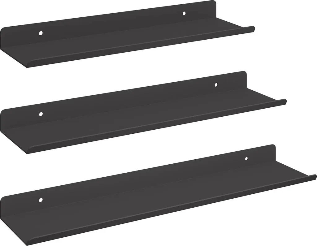 Étagère flottante noire lot de 3 pour salon et bureau - Acier 40 cm