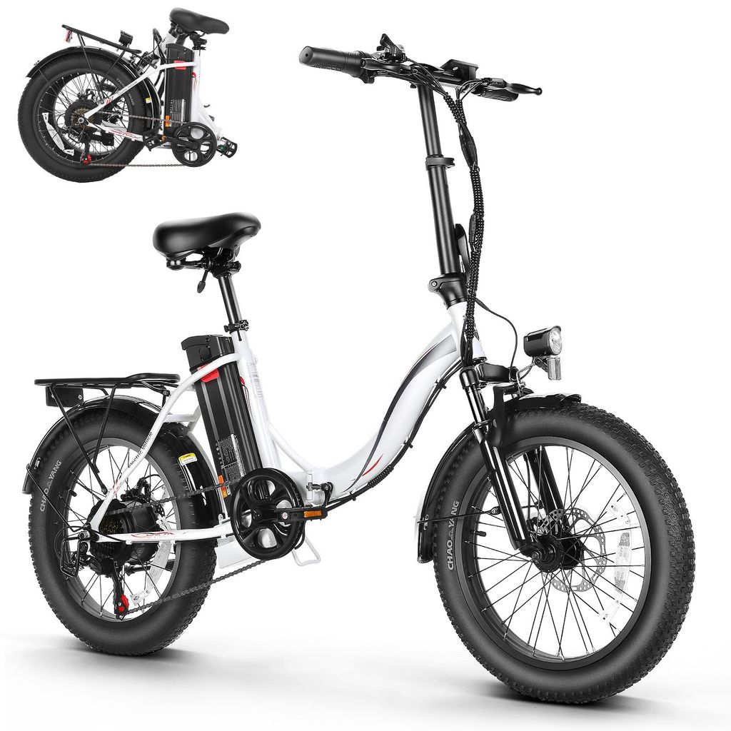 E-Bike Klappräder, 20"*3.0 Elektrofahrrad mit 36V 10.2Ah Lithium-Akku für Lange Reichweite bis 100KM, 250W Motor, Tempomat, 7 Gang für Herren Damen
