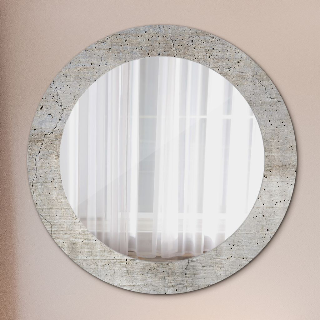 Ø60cm Spiegel - Glasrahmen mit Aufdruck - Wandspiegel Schlafzimmer - Blumen