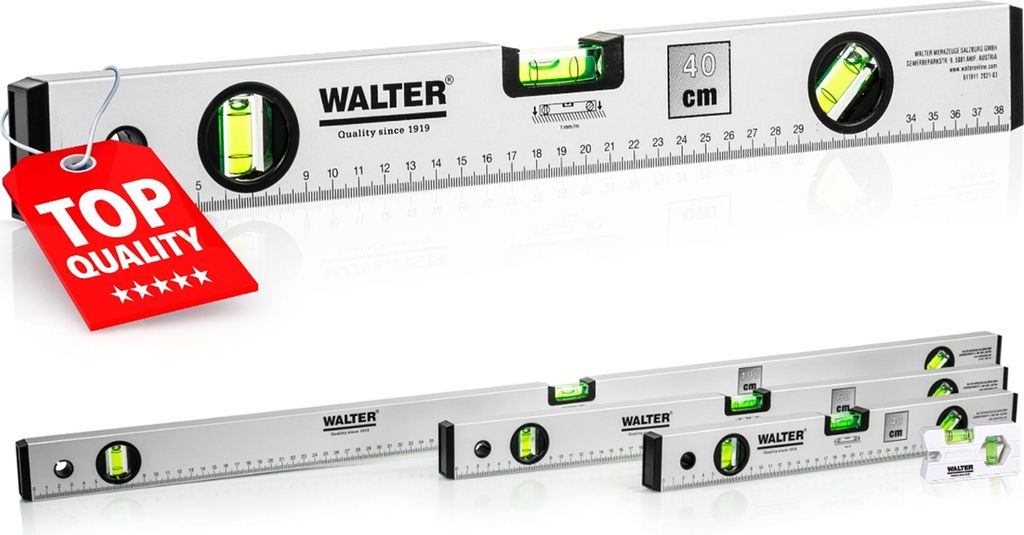 WALTER Wasserwaagen Set mit 3 Libellen Längen 40, 60, 100 Produktbild 