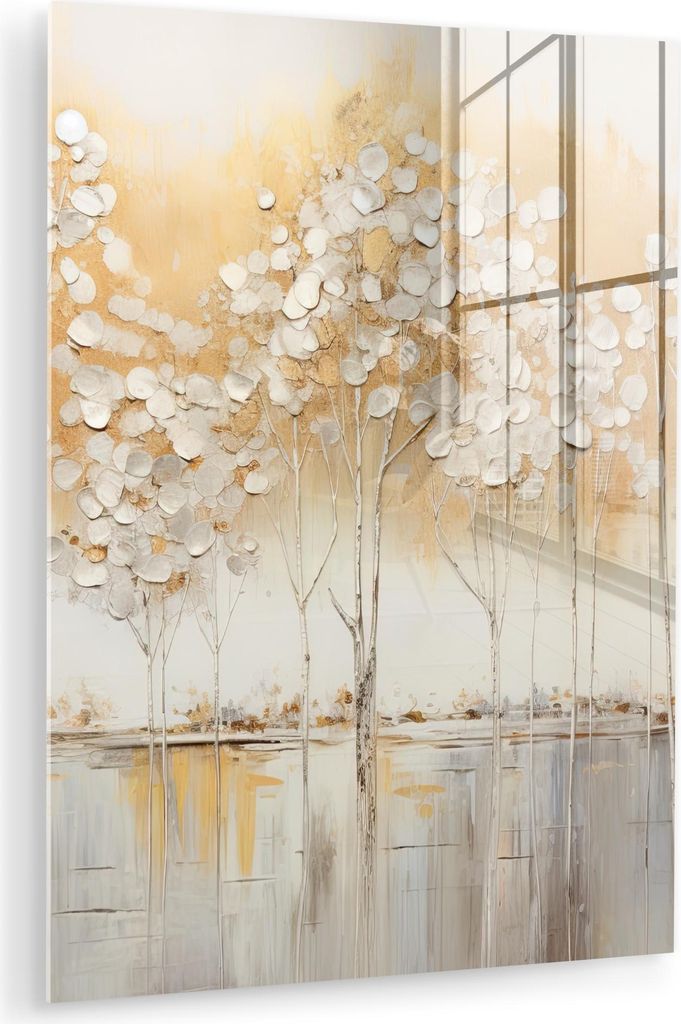 MuchoWow Glasbilder - Bilder auf Wandbild - Foto auf Glas Bäume - Kunst - Acryl - Natur 30x40 cm Wanddekoration aus Glas - Acrylglasbild - Acrylbi...