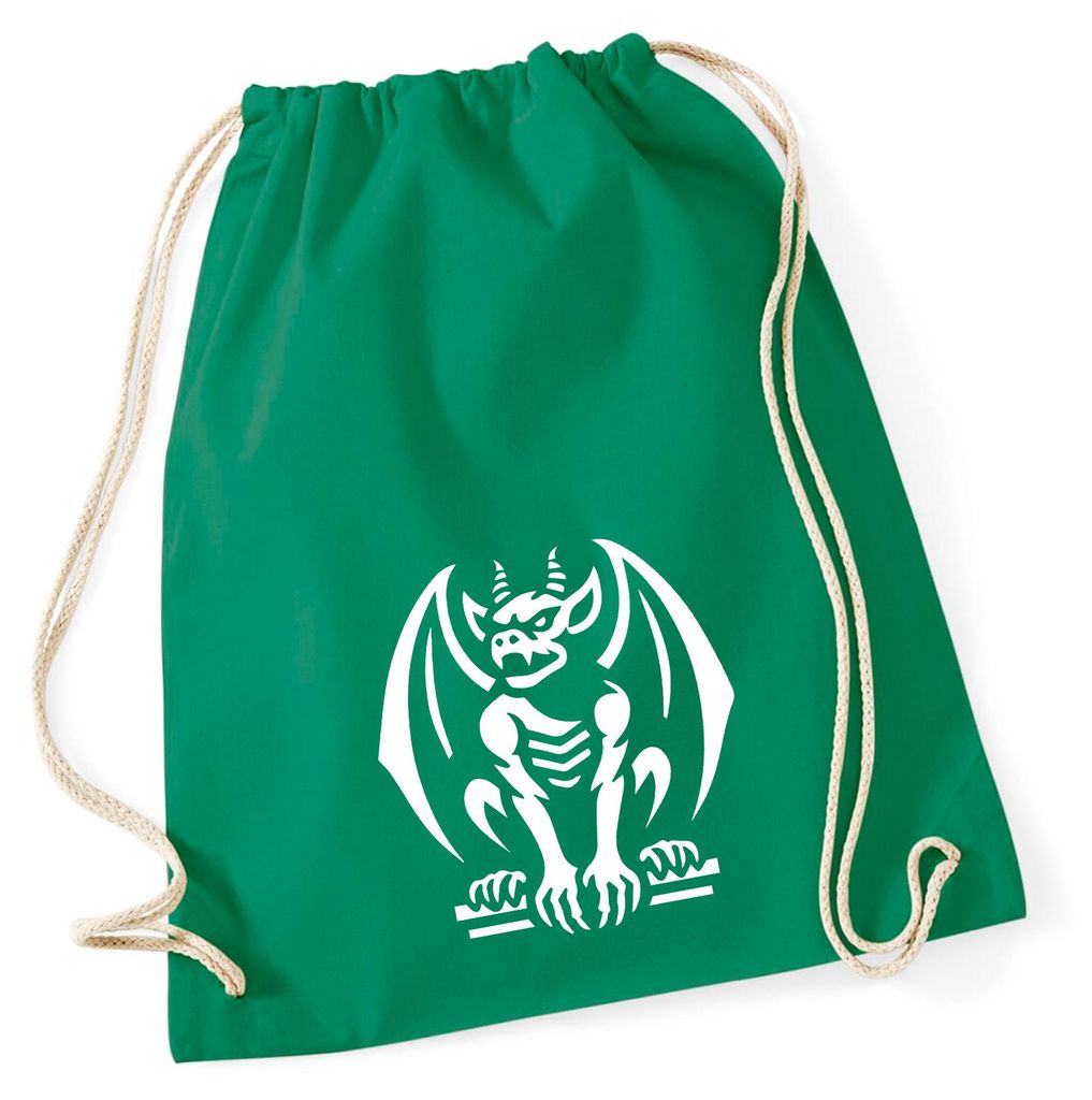 Huuraa Turnbeutel Gargoyle Fabelwesen 12 Liter Kelly Green Baumwolle Rucksack Geschenkidee
